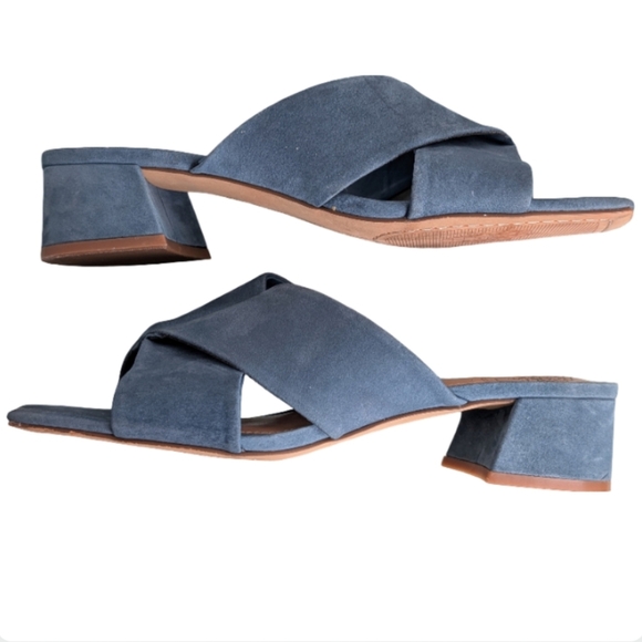 Vince Camuto Seedanta Blue Haze Suede Slide Block Heel Sandals Size 8M - Picture 6 of 11
